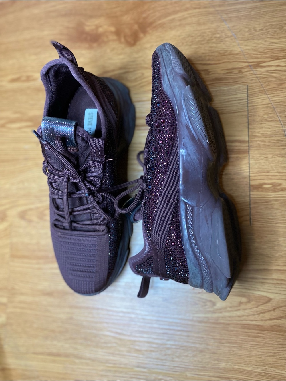 Steve Madden Plum Crystal-Embellished Fashion Sneakers